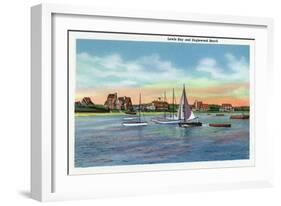 Cape Cod, Massachusetts - Sailboats in Lewis Bay, Englewood Beach View-Lantern Press-Framed Art Print