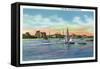 Cape Cod, Massachusetts - Sailboats in Lewis Bay, Englewood Beach View-Lantern Press-Framed Stretched Canvas