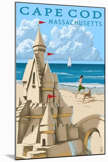 Cape Cod, Massachusetts - Sand Castle-Lantern Press-Mounted Art Print