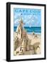 Cape Cod, Massachusetts - Sand Castle-Lantern Press-Framed Art Print