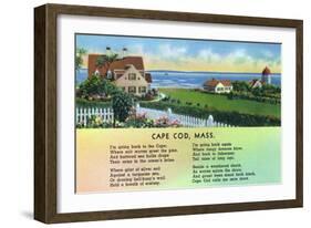 Cape Cod, Massachusetts - Scenic View of Homes with a Poem-Lantern Press-Framed Art Print