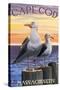 Cape Cod, Massachusetts - Sea Gulls-Lantern Press-Stretched Canvas