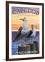 Cape Cod, Massachusetts - Sea Gulls-Lantern Press-Framed Art Print
