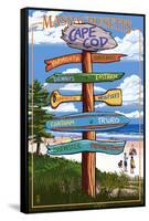 Cape Cod, Massachusetts - Sign Destinations-Lantern Press-Framed Stretched Canvas