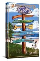 Cape Cod, Massachusetts - Sign Destinations-Lantern Press-Stretched Canvas