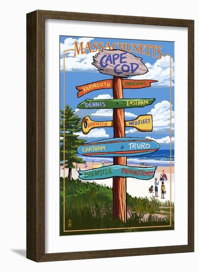 Cape Cod, Massachusetts - Sign Destinations-Lantern Press-Framed Art Print
