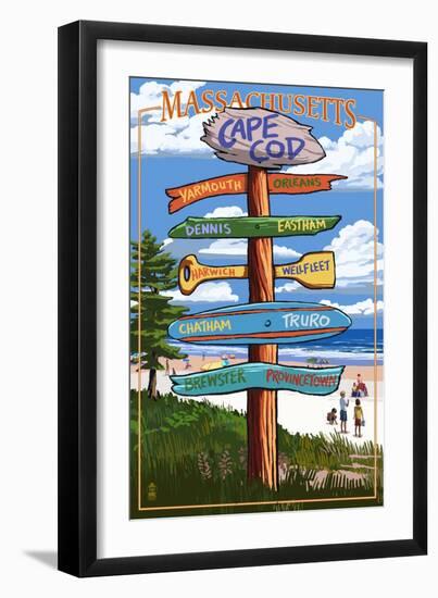 Cape Cod, Massachusetts - Sign Destinations-Lantern Press-Framed Art Print