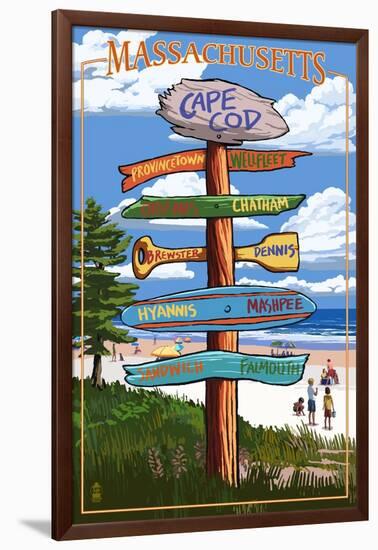 Cape Cod, Massachusetts - Sign Destinations-Lantern Press-Framed Art Print