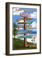 Cape Cod, Massachusetts - Sign Destinations-Lantern Press-Framed Art Print