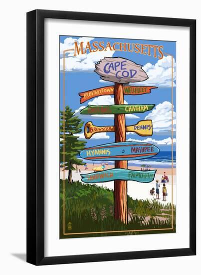 Cape Cod, Massachusetts - Sign Destinations-Lantern Press-Framed Art Print