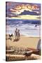 Cape Cod, Massachusetts - Sunset and Beach-Lantern Press-Stretched Canvas