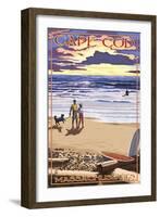 Cape Cod, Massachusetts - Sunset and Beach-Lantern Press-Framed Art Print