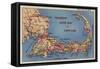 Cape Cod, Massachusetts - Tourists' Auto Map of Cape Cod-Lantern Press-Framed Stretched Canvas