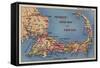 Cape Cod, Massachusetts - Tourists' Auto Map of Cape Cod-Lantern Press-Framed Stretched Canvas