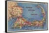Cape Cod, Massachusetts - Tourists' Auto Map of Cape Cod-Lantern Press-Framed Stretched Canvas
