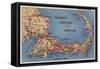 Cape Cod, Massachusetts - Tourists' Auto Map of Cape Cod-Lantern Press-Framed Stretched Canvas