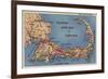 Cape Cod, Massachusetts - Tourists' Auto Map of Cape Cod-Lantern Press-Framed Premium Giclee Print
