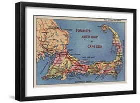 Cape Cod, Massachusetts - Tourists' Auto Map of Cape Cod-Lantern Press-Framed Art Print