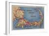 Cape Cod, Massachusetts - Tourists' Auto Map of Cape Cod-Lantern Press-Framed Art Print