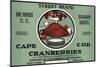 Cape Cod, Massachusetts - Turkey Brand Cranberry Label-Lantern Press-Mounted Art Print
