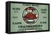 Cape Cod, Massachusetts - Turkey Brand Cranberry Label-Lantern Press-Framed Stretched Canvas