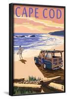 Cape Cod, Massachusetts - Woody on Beach-Lantern Press-Framed Art Print