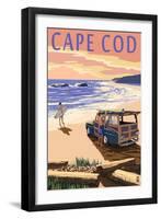 Cape Cod, Massachusetts - Woody on Beach-Lantern Press-Framed Art Print