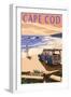 Cape Cod, Massachusetts - Woody on Beach-Lantern Press-Framed Art Print