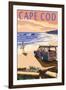 Cape Cod, Massachusetts - Woody on Beach-Lantern Press-Framed Premium Giclee Print