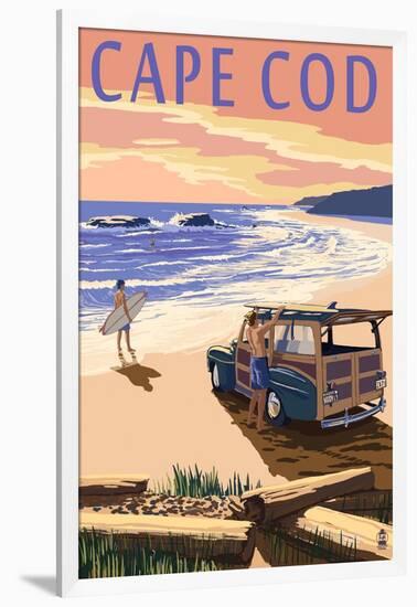 Cape Cod, Massachusetts - Woody on Beach-Lantern Press-Framed Art Print