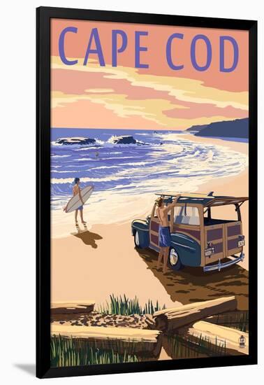 Cape Cod, Massachusetts - Woody on Beach-Lantern Press-Framed Art Print