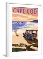 Cape Cod, Massachusetts - Woody on Beach-Lantern Press-Framed Art Print