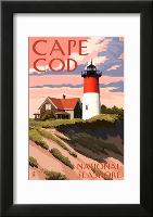 Cape Cod National Seashore - Nauset Light and Sunset-null-Framed Art Print