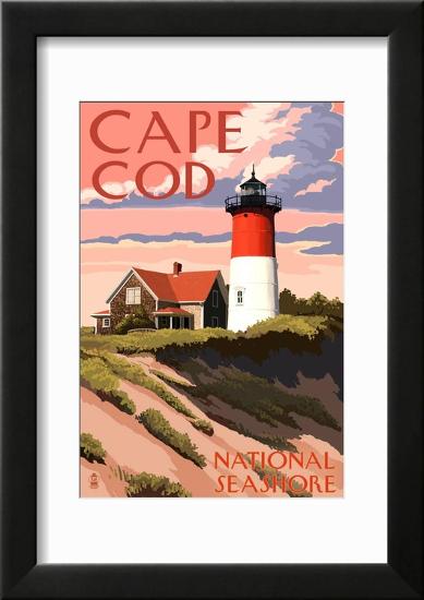 Cape Cod National Seashore - Nauset Light and Sunset-null-Framed Art Print