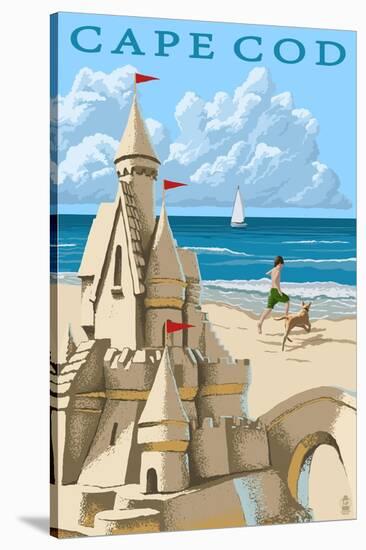 Cape Cod - Sand Castle-Lantern Press-Stretched Canvas