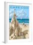 Cape Cod - Sand Castle-Lantern Press-Framed Art Print