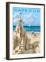 Cape Cod - Sand Castle-Lantern Press-Framed Art Print