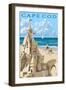 Cape Cod - Sand Castle-Lantern Press-Framed Art Print