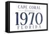 Cape Coral, Florida - Established Date (Blue)-Lantern Press-Framed Stretched Canvas