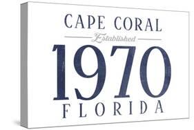 Cape Coral, Florida - Established Date (Blue)-Lantern Press-Stretched Canvas