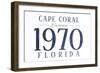 Cape Coral, Florida - Established Date (Blue)-Lantern Press-Framed Art Print