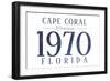 Cape Coral, Florida - Established Date (Blue)-Lantern Press-Framed Art Print