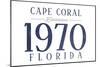 Cape Coral, Florida - Established Date (Blue)-Lantern Press-Mounted Art Print