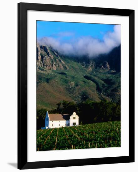 Cape Dutch Colonial Manor House and Vineyard with Mountain Backdrop, Dornier, South Africa-Ariadne Van Zandbergen-Framed Photographic Print