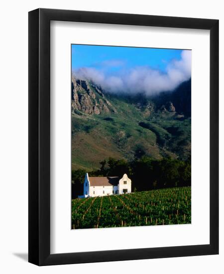 Cape Dutch Colonial Manor House and Vineyard with Mountain Backdrop, Dornier, South Africa-Ariadne Van Zandbergen-Framed Premium Photographic Print