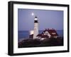 Cape Elizabeth Lighthouse with Full Moon, Portland, Maine, USA-Walter Bibikow-Framed Premium Photographic Print