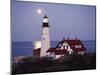 Cape Elizabeth Lighthouse with Full Moon, Portland, Maine, USA-Walter Bibikow-Mounted Photographic Print