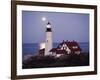 Cape Elizabeth Lighthouse with Full Moon, Portland, Maine, USA-Walter Bibikow-Framed Photographic Print