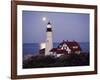 Cape Elizabeth Lighthouse with Full Moon, Portland, Maine, USA-Walter Bibikow-Framed Photographic Print