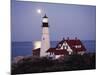 Cape Elizabeth Lighthouse with Full Moon, Portland, Maine, USA-Walter Bibikow-Mounted Photographic Print